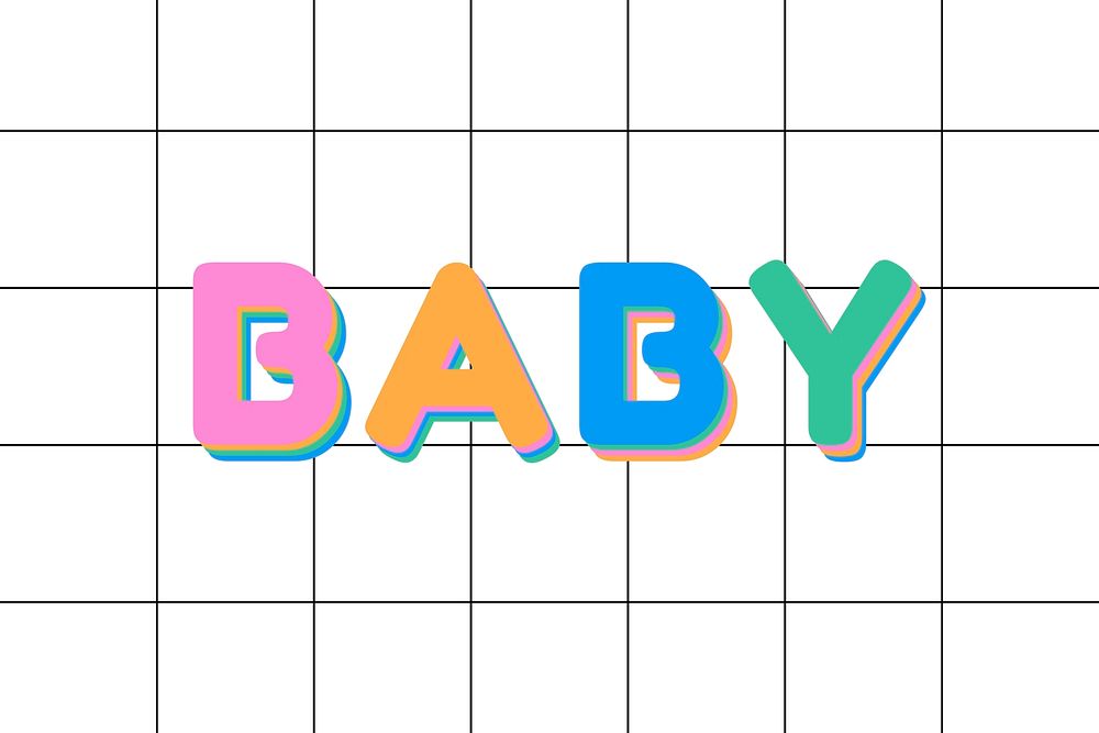 Baby letter pastel colored rounded font illustration