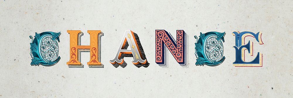 Chance word vintage victorian typography lettering