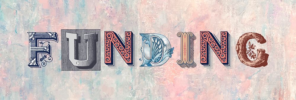 Funding word vintage victorian typography lettering 