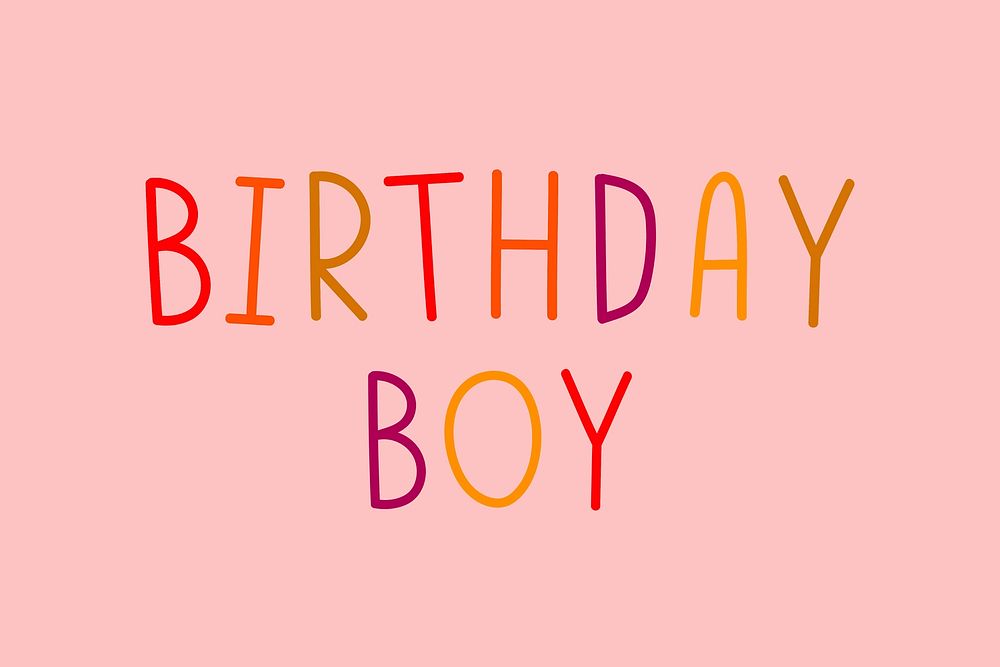 Birthday boy multicolored word illustration