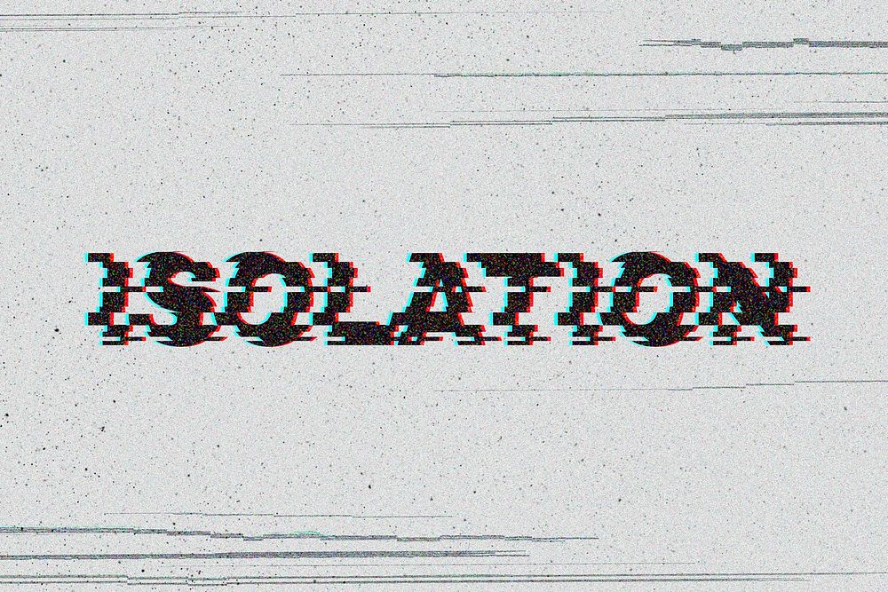 Isolation glitch effect typography on gray background