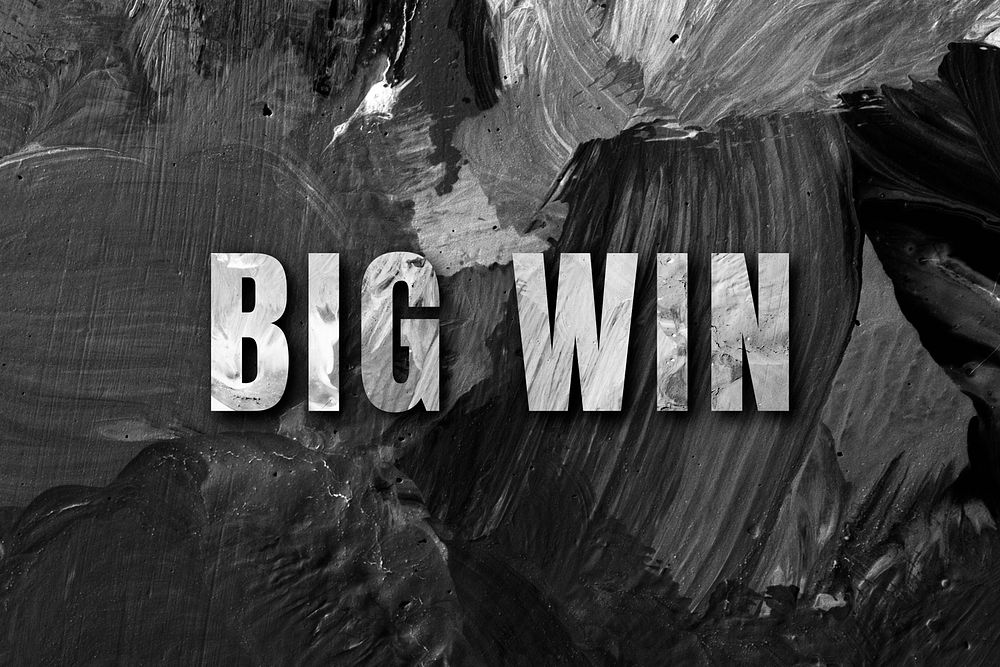 Big win uppercase letters typography on brush stroke background