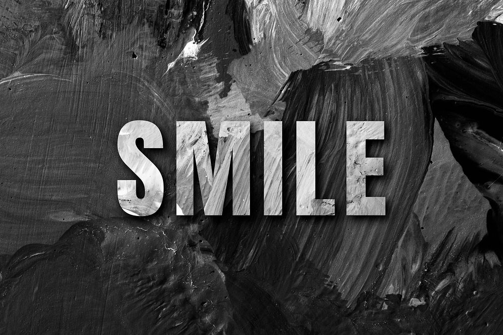 Smile uppercase letters typography on brush stroke background