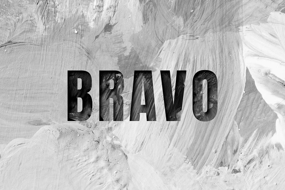 Bravo uppercase letters typography on brush stroke background