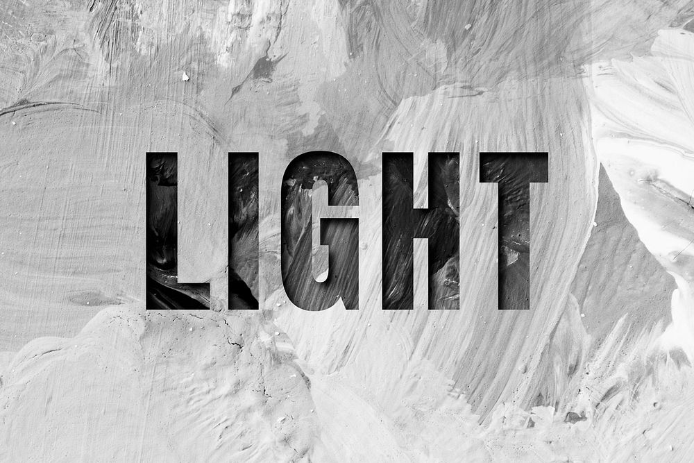 Light uppercase letters typography on brush stroke background
