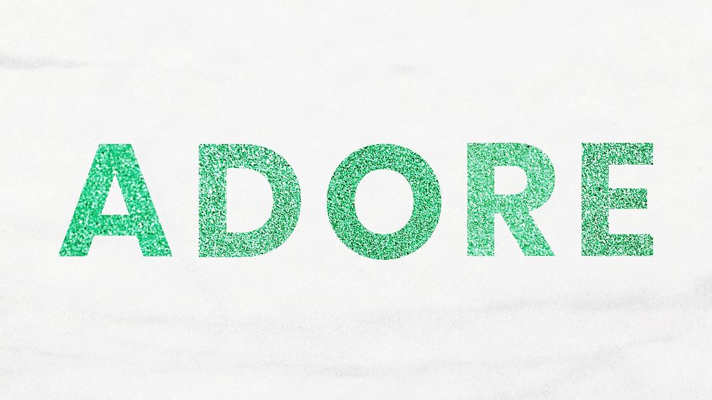 Sparkly Adore aqua green word typography background