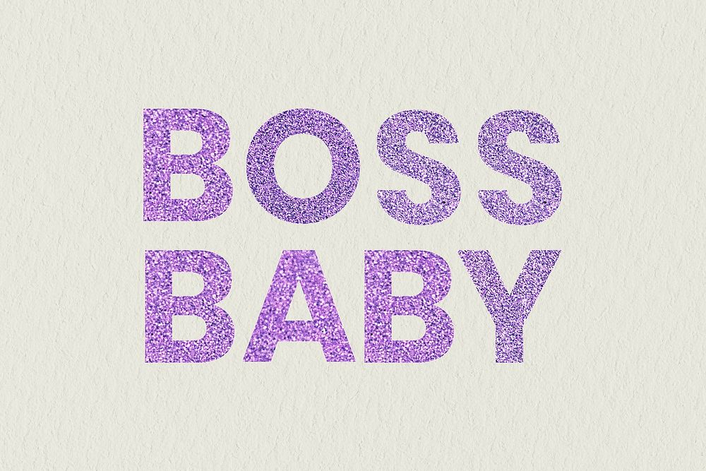 Sparkly Boss Baby purple word typography background