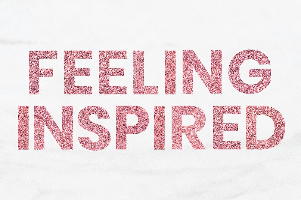 Feeling Inspired shiny red word with white background