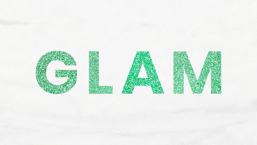 Sparkly Glam aqua green word typography background