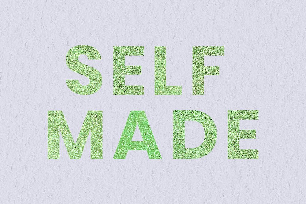 Selfmade green sparkly quote typography purple wallpaper