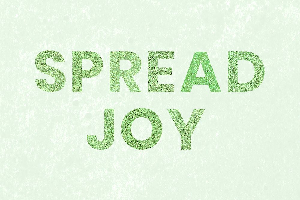 Spread Joy green sparkly typography concrete background