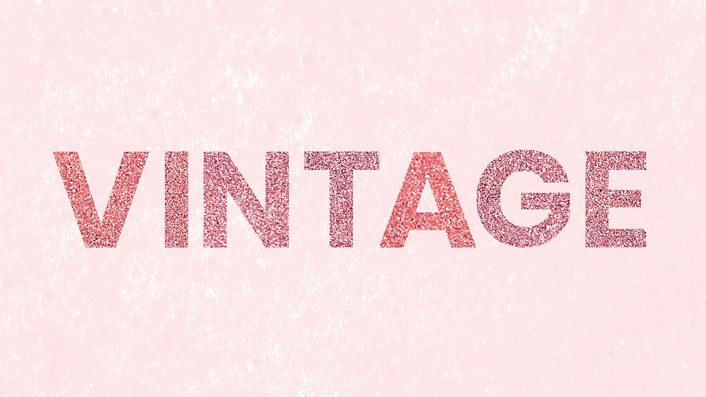 Vintage red glitter word typography on concrete background