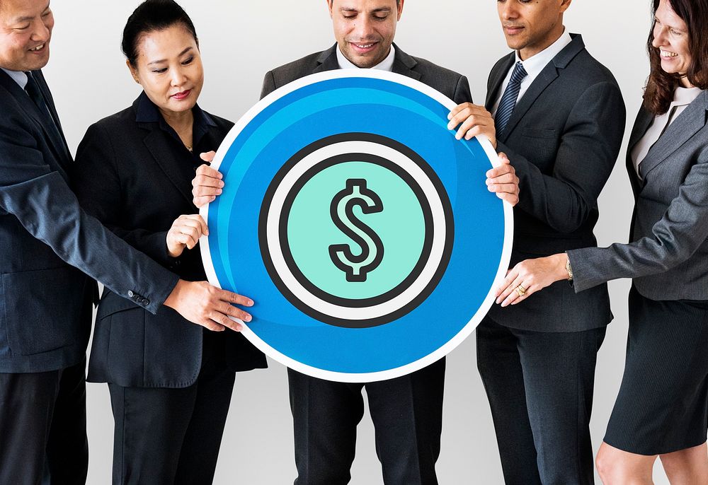 Business people holding a dollar icon
