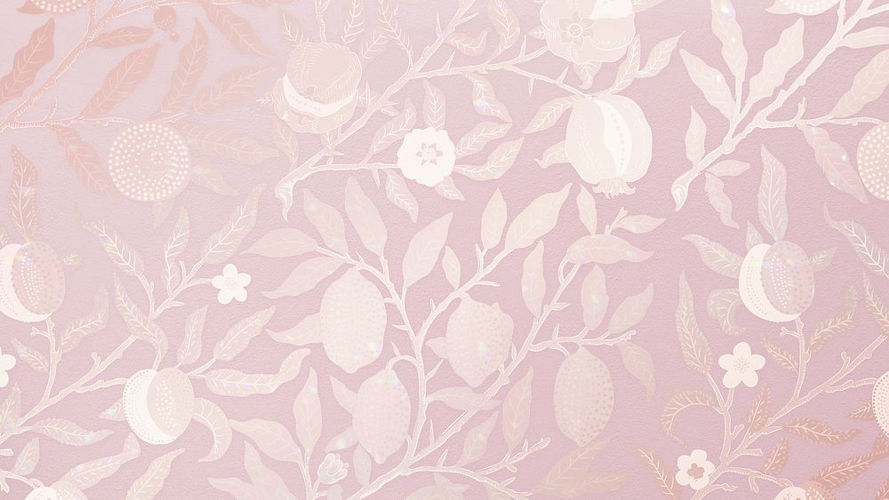 Aesthetic flower HD wallpaper, pink vintage pattern design, remix from artwork by William Morris