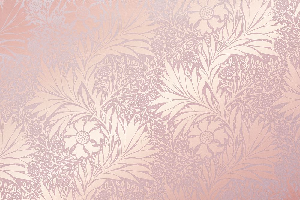 Vintage flower background, pink pattern in aesthetic design psd, remix from artwork by William Morris