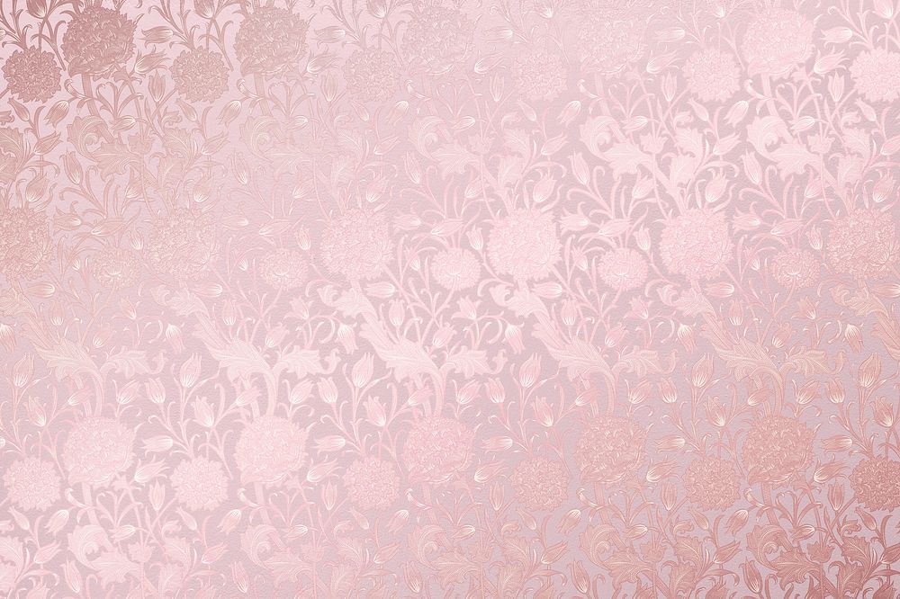 Pink pattern background, vintage flower design psd, remix from artwork by William Morris