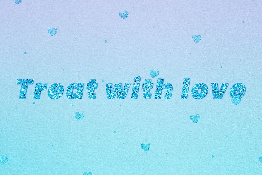 Glittery treat with love word typography font