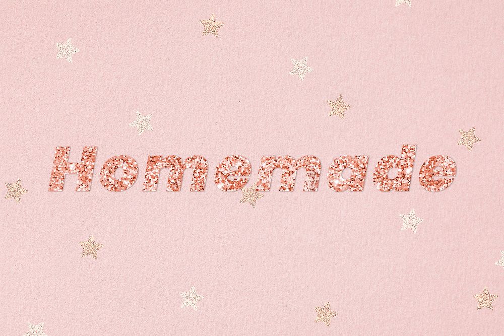 Glittery homemade typography on star patterned background