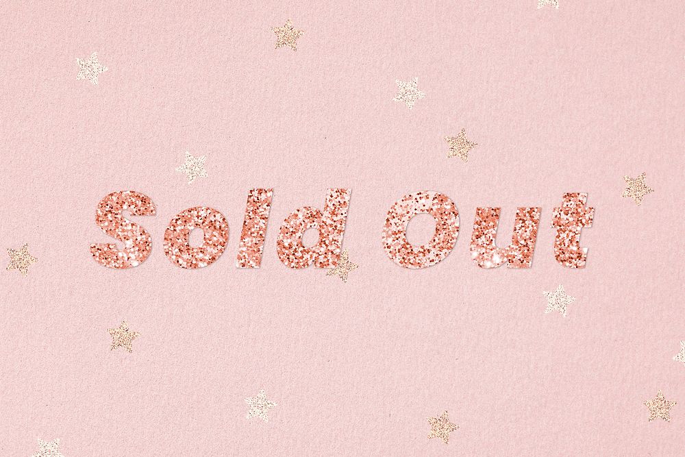 Glittery sold out typography on star patterned background