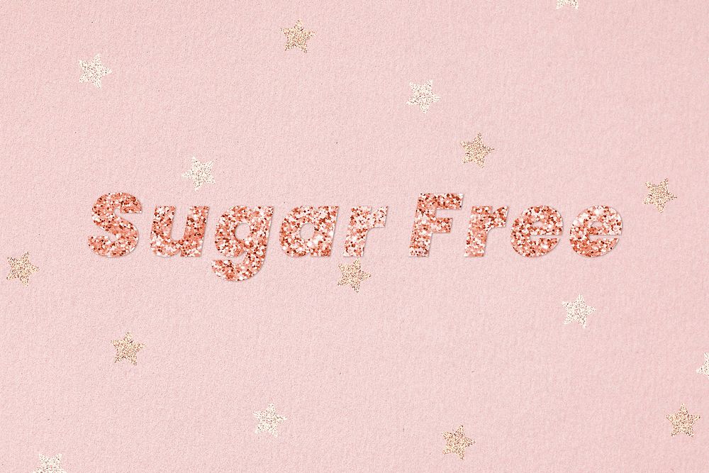 Glittery sugar free typography on star patterned background