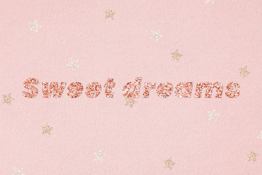 Glittery sweet dreams typography on star patterned background