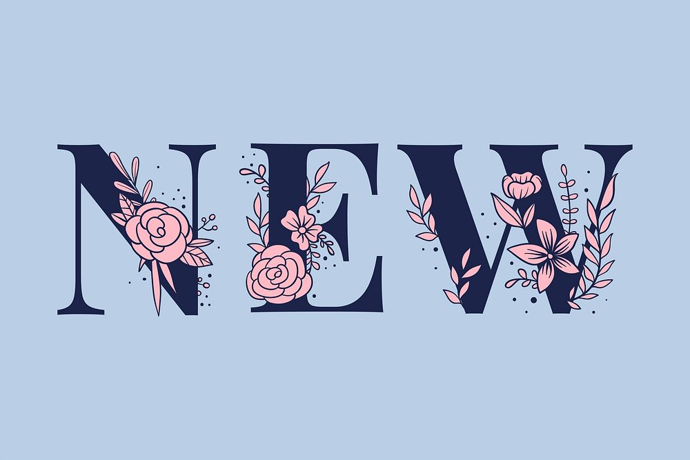 Floral text vector New feminine typography font
