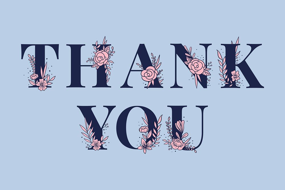 Girly Thank You word vector feminine typography font lettering