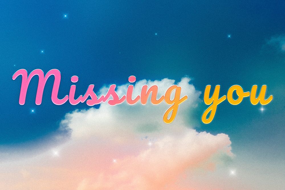 Missing you lettering doodle text