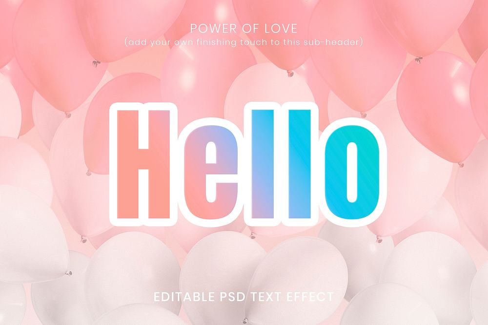 Hello pastel gradient typography word