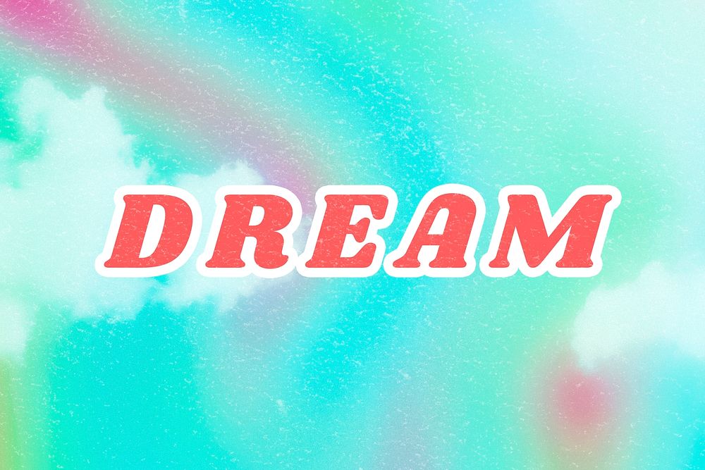 Bright blue Dream aesthetic typography wallpaper