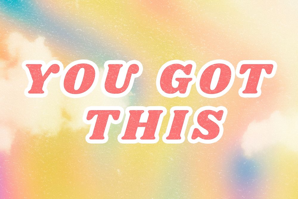 Yellow You Got This word typography cute rainbow