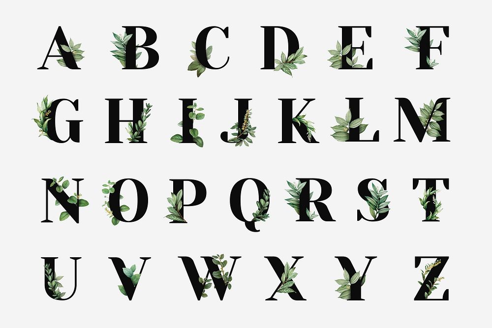 Botanical capital alphabet collection