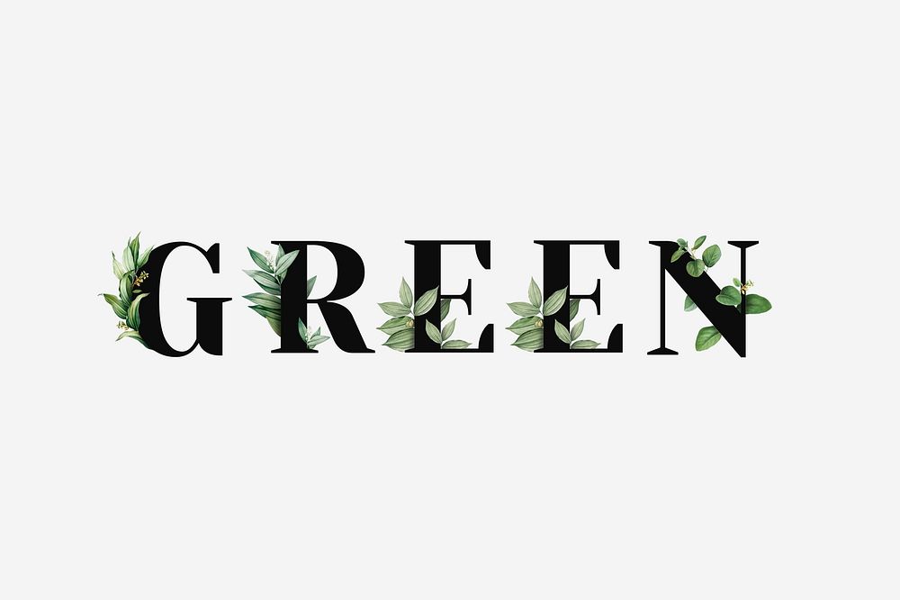 Botanical GREEN psd word black typography