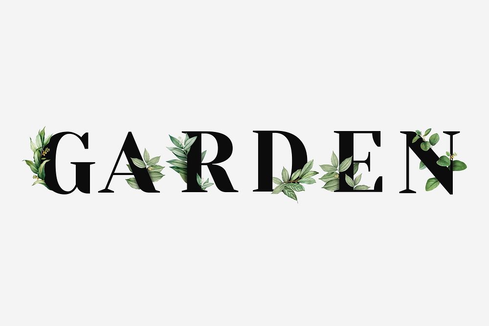 Botanical GARDEN psd word black typography