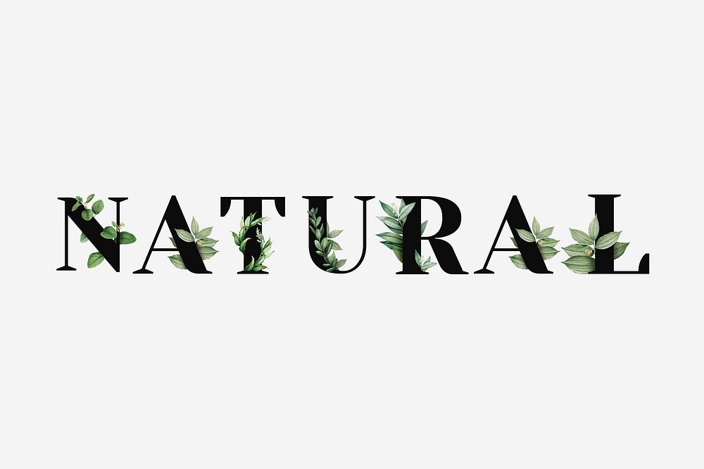 Botanical NATURAL psd word black typography