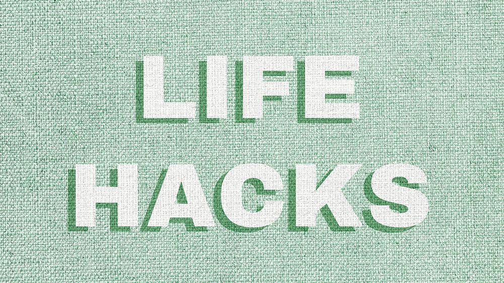 Life hacks lettering bold font shadow typography
