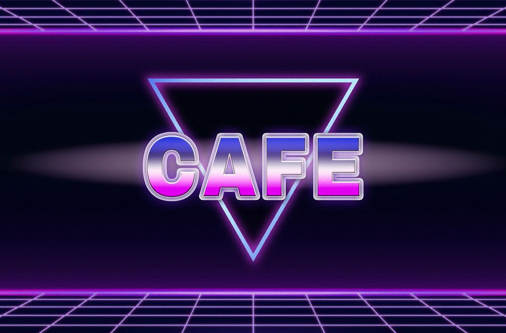 Cafe retro style word on futuristic background