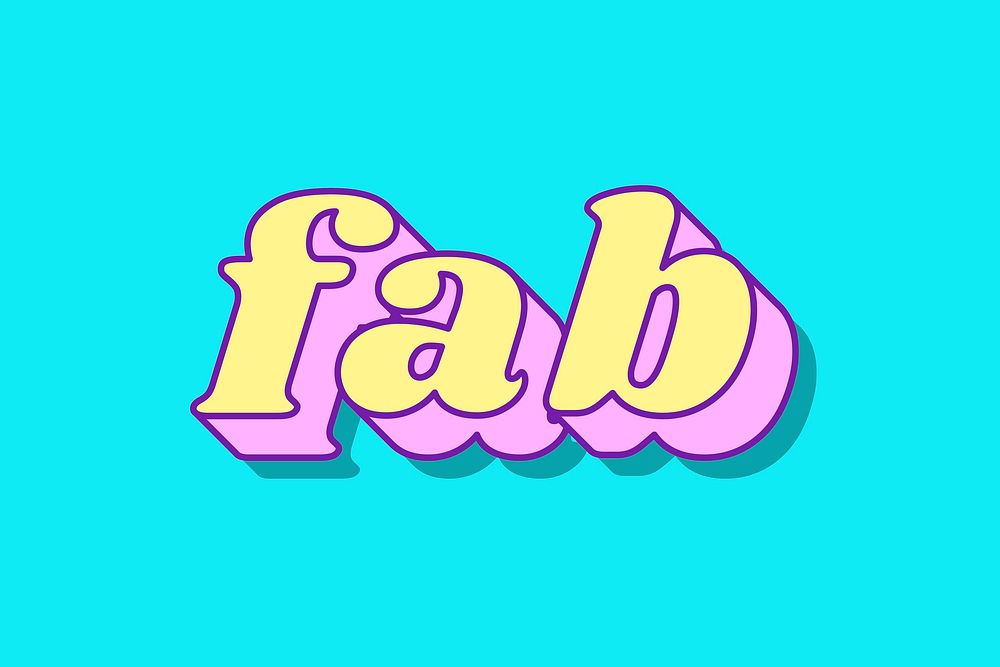 Fab word bright typography vector