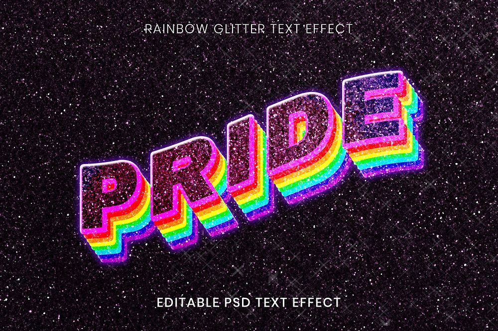 Pride rainbow editable text effect template psd