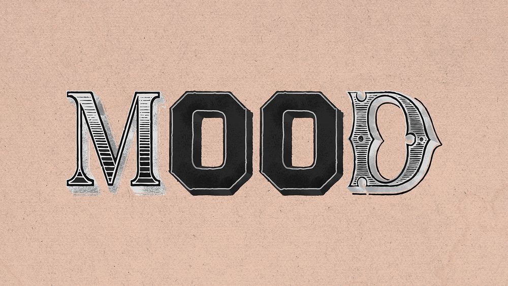 Mood word clipart vintage typography