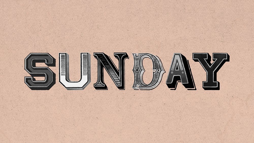 Sunday word western vintage typography
