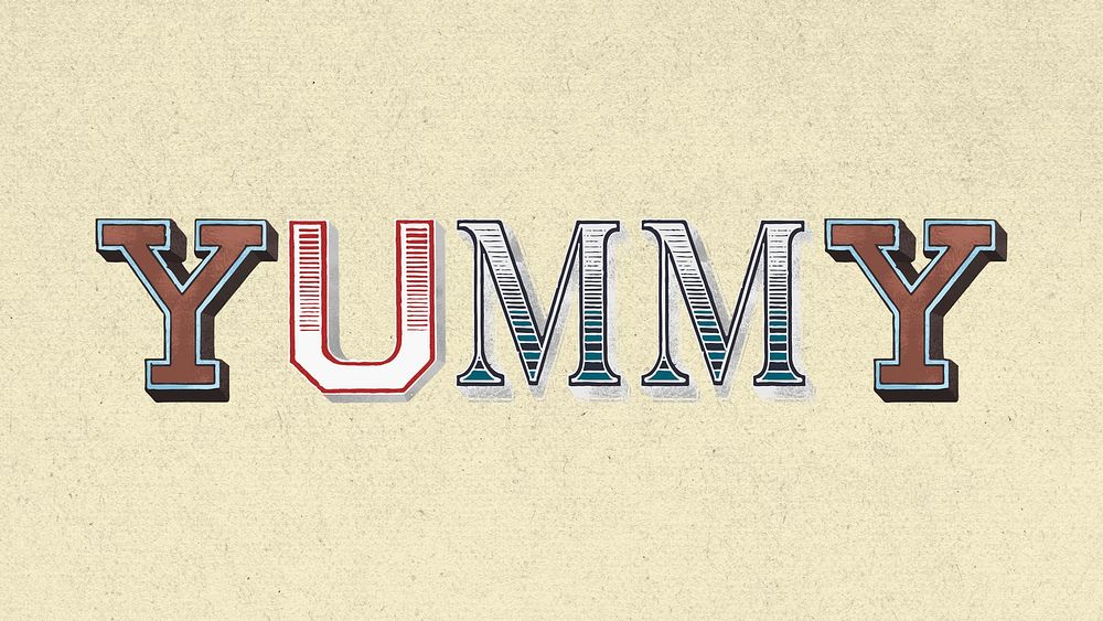 Yummy word clipart vintage typography