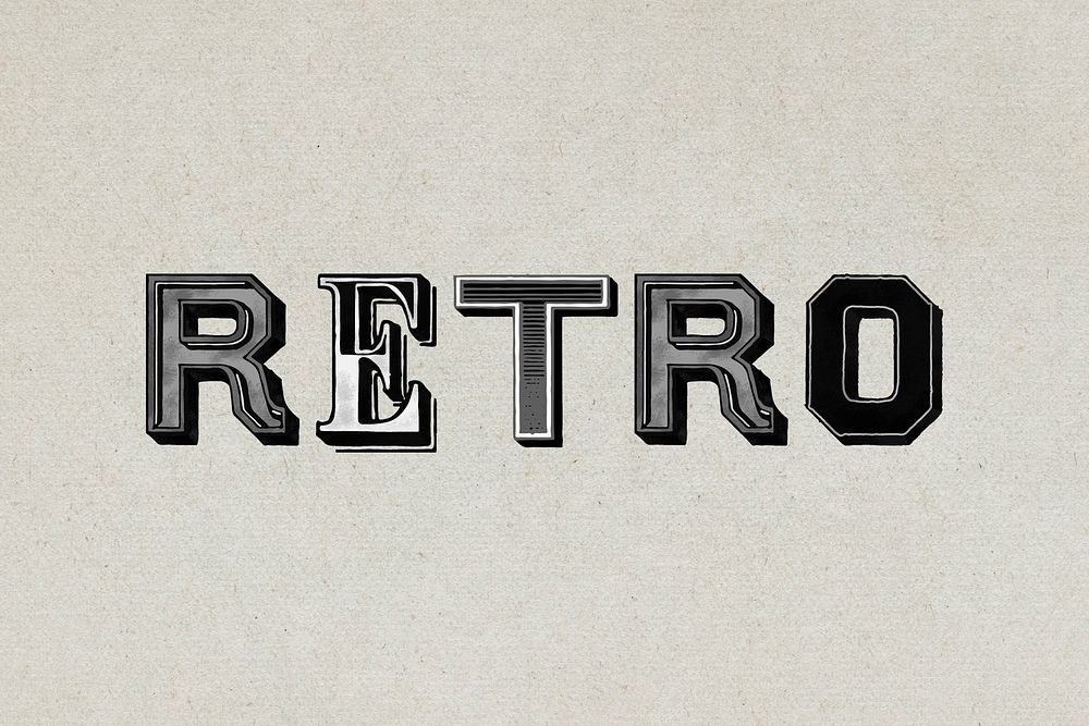 3D word retro vintage typography