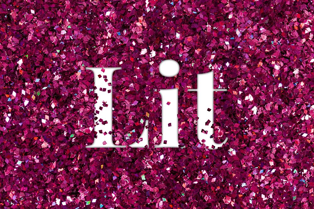 Lit glittery pink text typography word