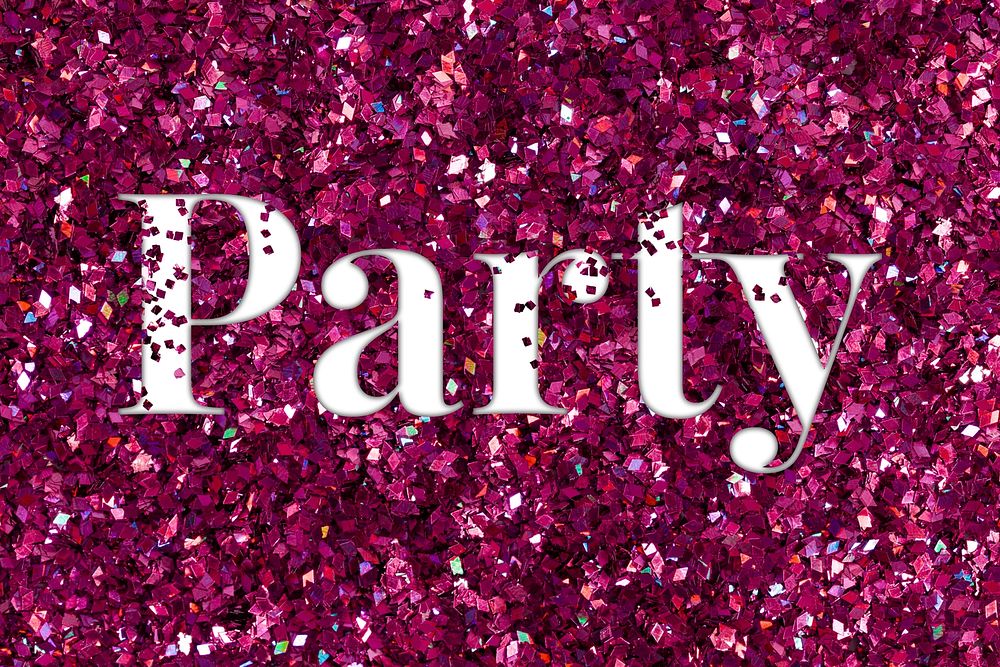 Party glittery pink  text typography word