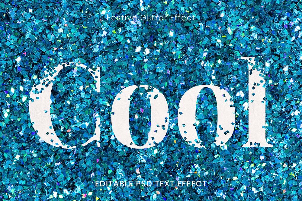Blue glitter cool editable text effect template psd