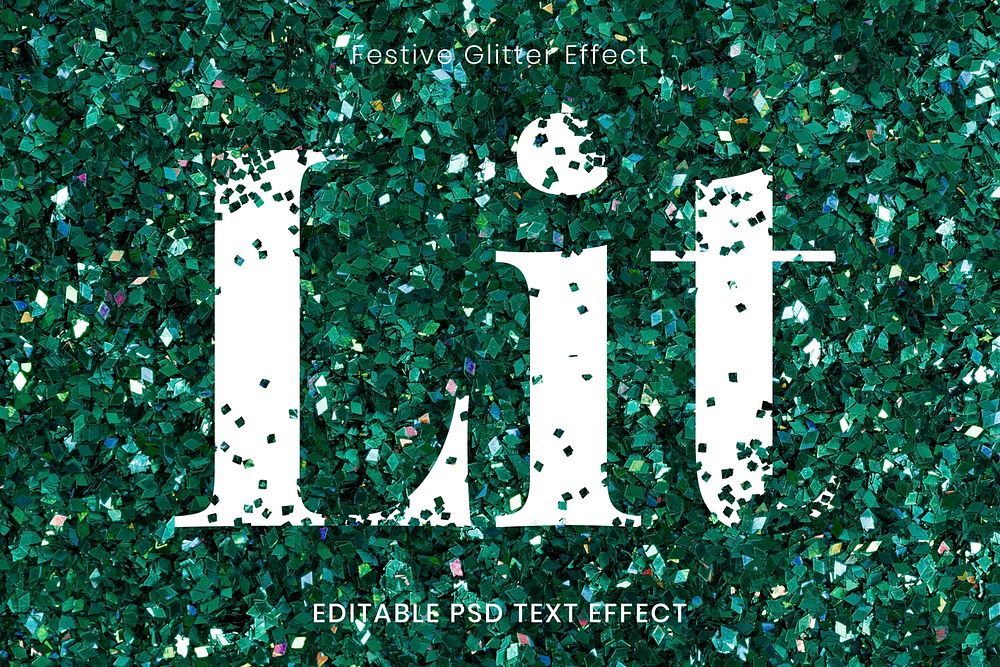 Green glitter lit editable text effect template psd