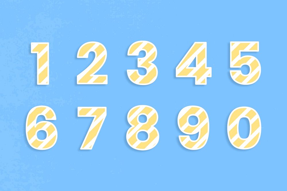 Numbers psd typography font set