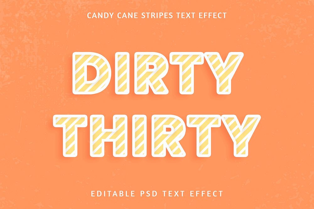 Birthday candy cane editable text effect template psd