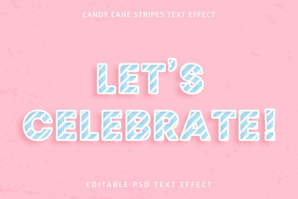 Birthday candy cane editable text effect template psd